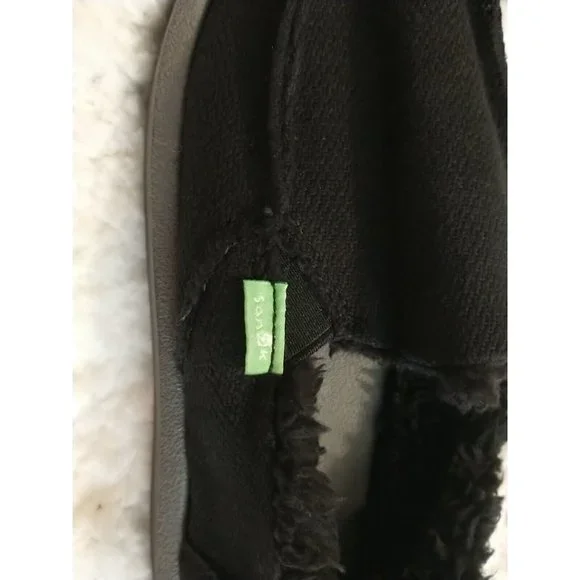 NWT Women's Sanuk Donna Hemp Chill Soft Fur Lined Black Size 5 - Picture 5 of 7